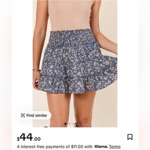 Pink Lily Blue and Yellow Floral Skirt